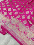 Rani Pink Shade Handwoven Paper Kataan Silk Banarasi