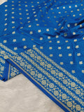Cobalt Blue Shade Handwoven Paper Kataan Silk Banarasi