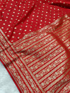 Bridal Red Shade Handwoven Paper Kataan Silk Banarasi