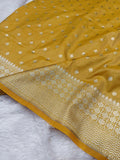Mustard Yellow Shade Handwoven Paper Kataan Silk Saree