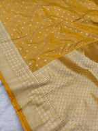 Mustard Yellow Shade Handwoven Paper Kataan Silk Saree