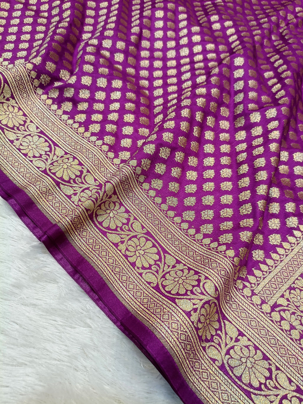 Purple Shade Handwoven Paper Kataan Silk Saree