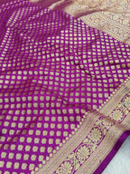 Purple Shade Handwoven Paper Kataan Silk Saree