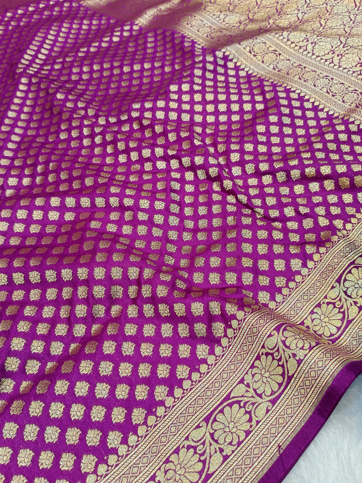 Purple Shade Handwoven Paper Kataan Silk Saree