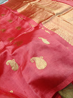 Gulabi Peach Shade Handwoven High Percentage Kataan Silk Saree