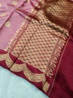 Mauve Pink With Wine Shade Handwoven High Percentage Kataan Silk Banarasi