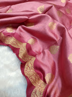 Mauve Pink With Wine Shade Handwoven High Percentage Kataan Silk Banarasi