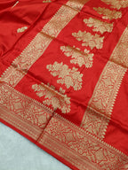 Bridal Red Shade Handwoven High Percentage Zari Kataan Silk Saree