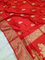 Bridal Red Shade Handwoven High Percentage Zari Kataan Silk Saree