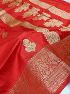 Bridal Red Shade Handwoven High Percentage Zari Kataan Silk Saree