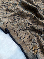 Black Shade Handwoven High Percentage Zari Kataan Silk Brocade Banarasi