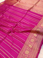 Rani Pink Shade Handwoven High Percentage Kataan Silk Banarasi
