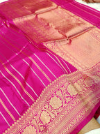 Rani Pink Shade Handwoven High Percentage Kataan Silk Banarasi