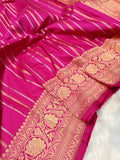 Rani Pink Shade Handwoven High Percentage Kataan Silk Banarasi