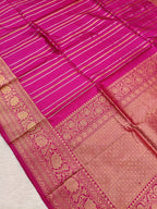 Rani Pink Shade Handwoven High Percentage Kataan Silk Banarasi