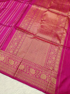 Rani Pink Shade Handwoven High Percentage Kataan Silk Banarasi