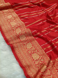 Bridal Red Shade Handwoven High Percentage Kataan Silk Banarasi