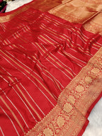 Bridal Red Shade Handwoven High Percentage Kataan Silk Banarasi