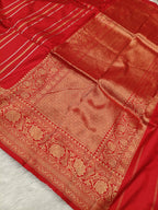 Bridal Red Shade Handwoven High Percentage Kataan Silk Banarasi