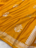 Mustard Shade Handwoven Kataan Mashru Silk Saree