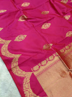 Rani Pink Shade Scale Design Handwoven High Percentage Kataan Silk Saree