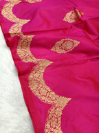 Rani Pink Shade Scale Design Handwoven High Percentage Kataan Silk Saree