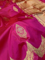 Rani Pink Shade Scale Design Handwoven High Percentage Kataan Silk Saree