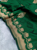 Forest Green Shade Handwoven High Percentage Kataan Silk Saree