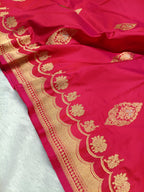 Rani Pink Shade Handwoven High Percentage Kataan Silk Banarasi