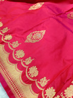Rani Pink Shade Handwoven High Percentage Kataan Silk Banarasi