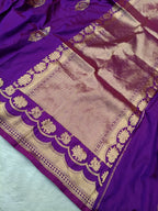 Magenta Purple Shade Handwoven High Percentage Kataan Silk Saree