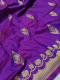 Magenta Purple Shade Handwoven High Percentage Kataan Silk Saree