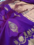 Magenta Purple Shade Handwoven High Percentage Kataan Silk Saree