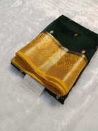 Pure Kora Organza Silk Banarasi Saree with Contrast Floral Border