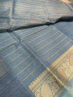 Pure Kora Organza Silk Banarasi Saree with Contrast Floral Border