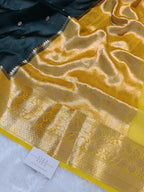 Pure Kora Organza Silk Banarasi Saree with Contrast Floral Border