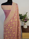 Peach Shade Handwoven Water Zari Khaddi Chiffon Georgette Banarasi