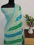 Firozi Blue Shade Handwoven Water Zari Khaddi Chiffon Georgette Rangkaat Banarasi