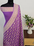 Lavender Shade Handwoven Water Zari Khaddi Chiffon Georgette Saree