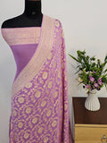 Lavender Shade Handwoven Water Zari Khaddi Chiffon Georgette Saree