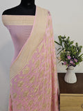 Baby Pink Shade Handwoven Water Zari Khaddi Chiffon Georgette Banarasi