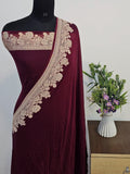 Wine Purple Shade Handwoven Water Zari Khaddi Chiffon Georgette Banarasi