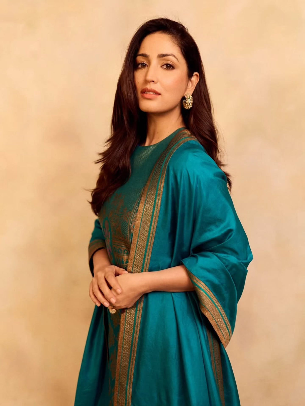 (Pre-Order) Yami Gautam Ma'am Inspired Handwoven Paper Kataan Silk Co-ord Set